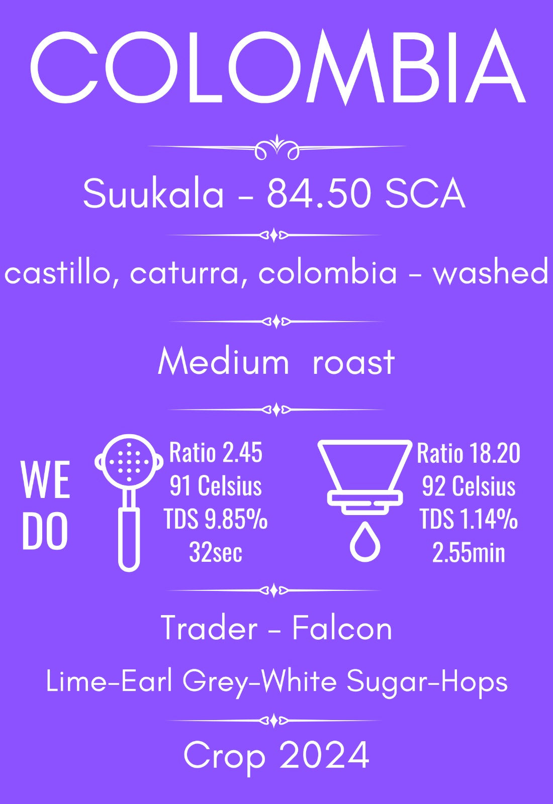 Suukala Cafea columbiană Rară proaspat prajita cafea de specialitate brasov Arome unice Lime, Earl Grey, Hamei Prăjire medie Sustenabilă Premiată