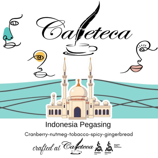 Eticheta prezentare Cafea de specialitate Indonezia Team Pegasing – procesare spălare completa